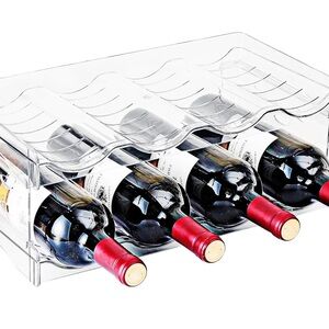 Stackable Wine Rack,Wine Bottle Holder for Inside Cabinet,-2 Tiers for 8 Bottles